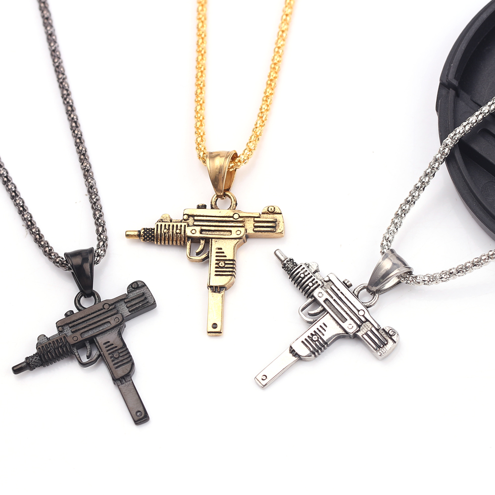 Men'S Accessories And Jewelry - Punk Uzi pistool machinegeweer kettinghanger -