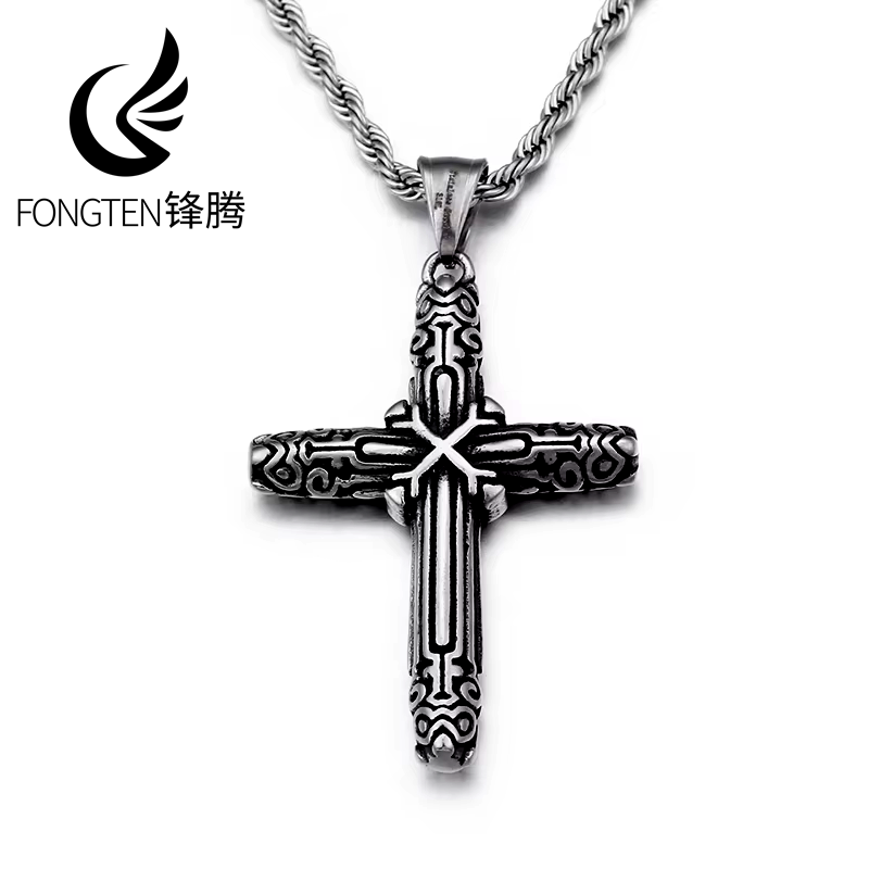 Men'S Accessories Chain - Fongten Retro Cross Zegen Hanger Ketting