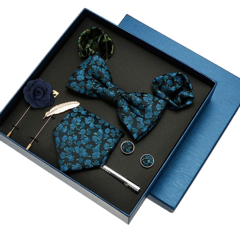 Neck Tie Set Box - Luxe Zijden Stropdas Zakdoek Set In
